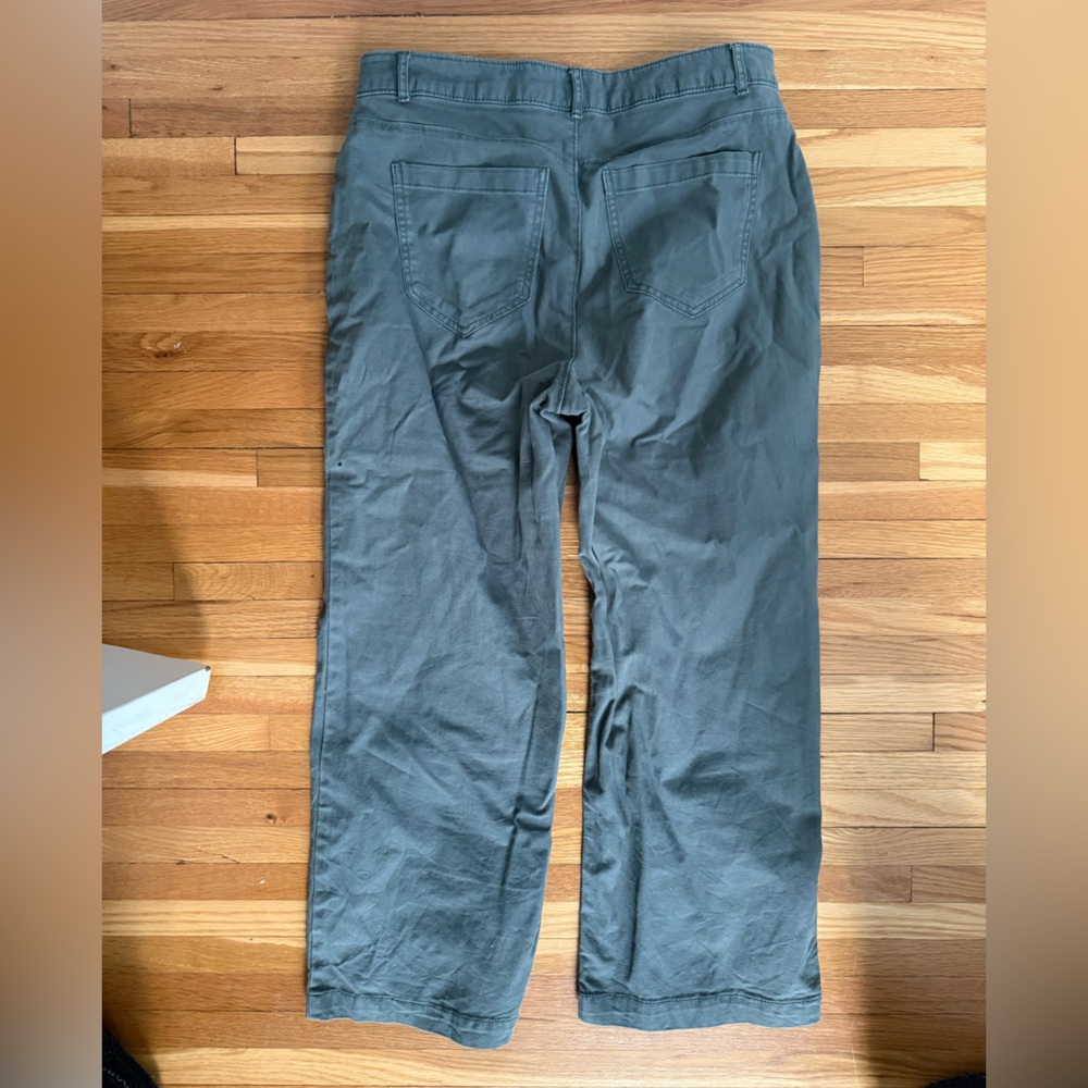 Extra High Waisted Cropped Wide-Leg Green Pants - Picture 4 of 5